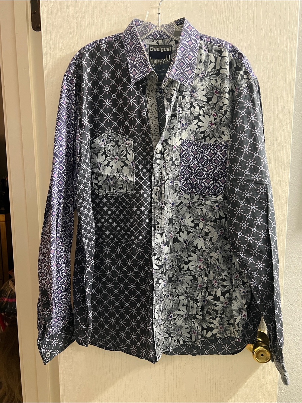 Desigual Black & Purple Patchwork Printed Shirt Jacket